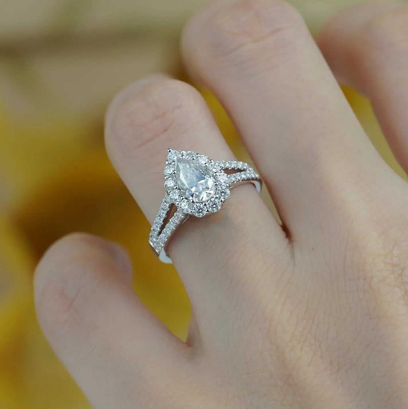 Sterling Silver Moissanite Diamond Ring