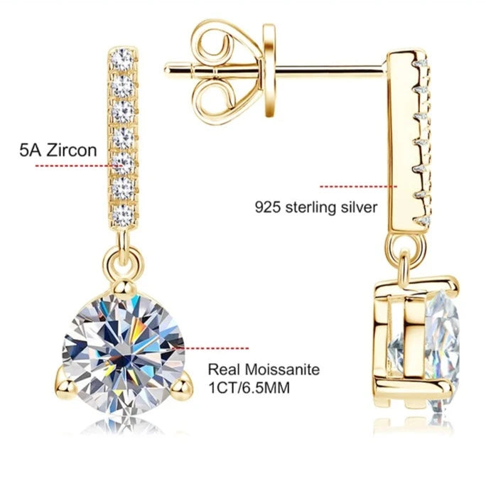 Dangle Drop Moissanite Diamond Earrings Free Shipping UK