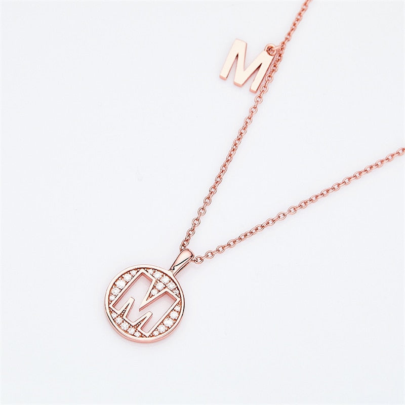 Moissanite Initial Necklace Pendant 925 Sterling Silver 18K Rose Gold Plated
