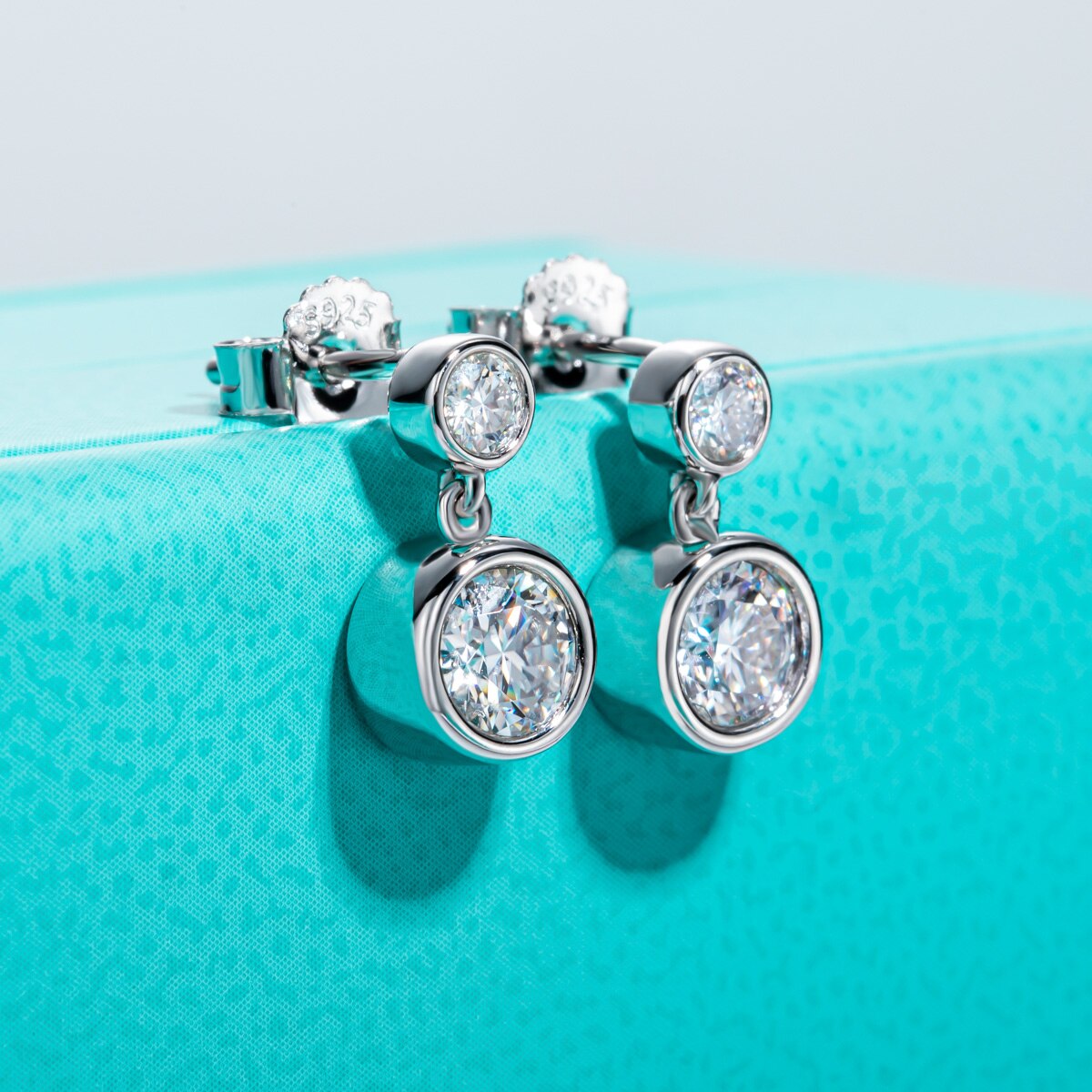 Sterling Silver Moissanite Diamond Drop Earrings