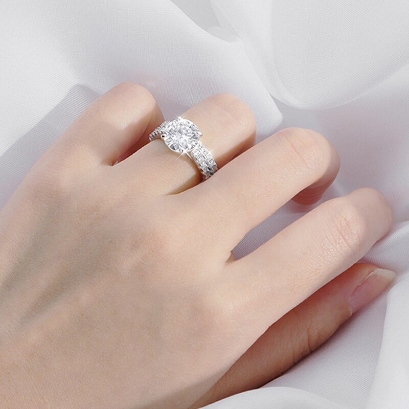 Ring Set Sterling Silver Moissanite