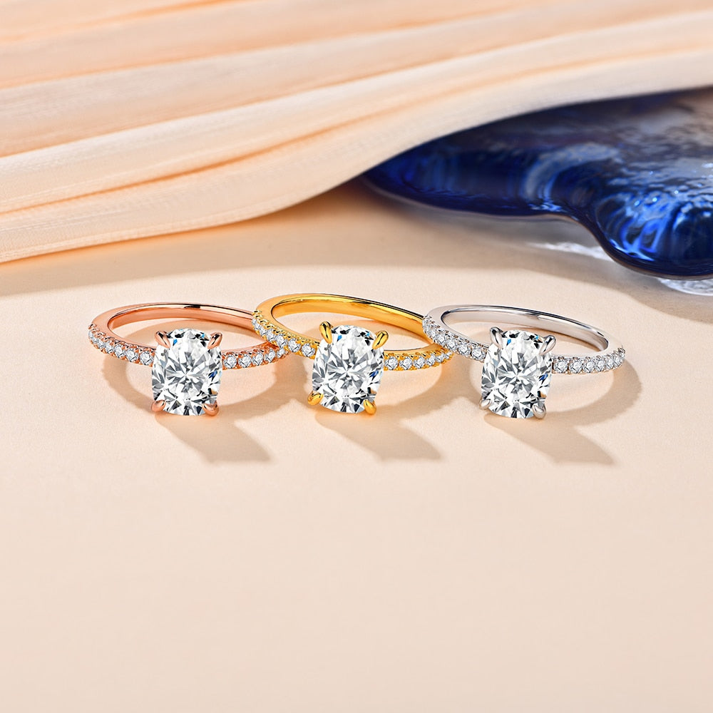 Moissanite Sterling Silver Gold Ring NZ