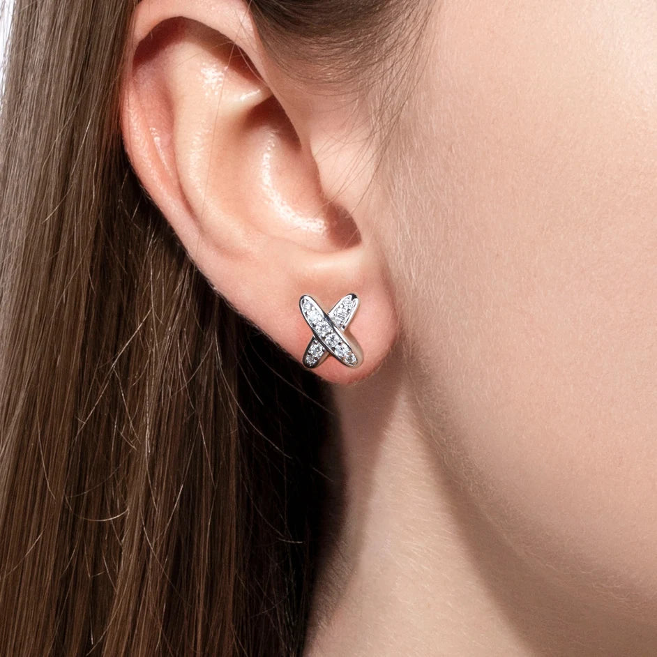Moissanite Cross Earrings Sterling Silver