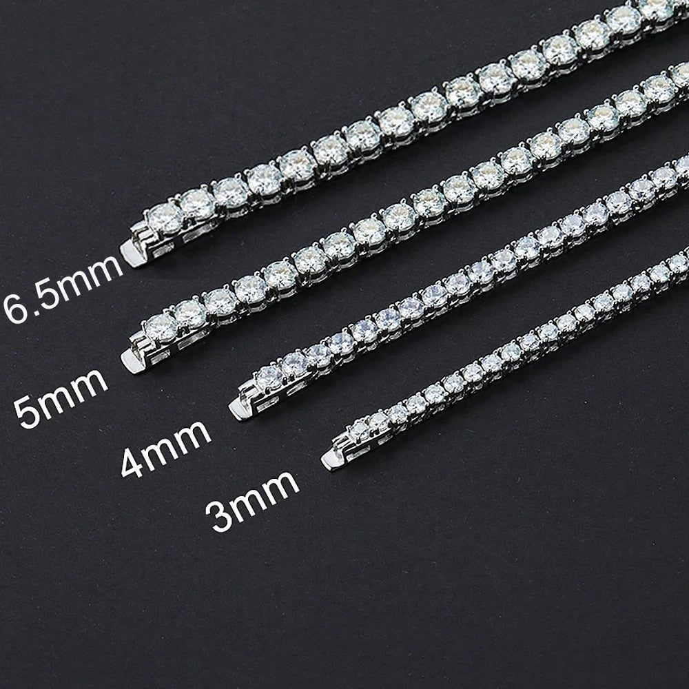 Mens Moissanite Diamond Sterling Silver Tennis Bracelet
