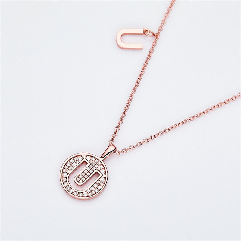 Moissanite Initial Necklace Pendant 925 Sterling Silver 18K Rose Gold Plated