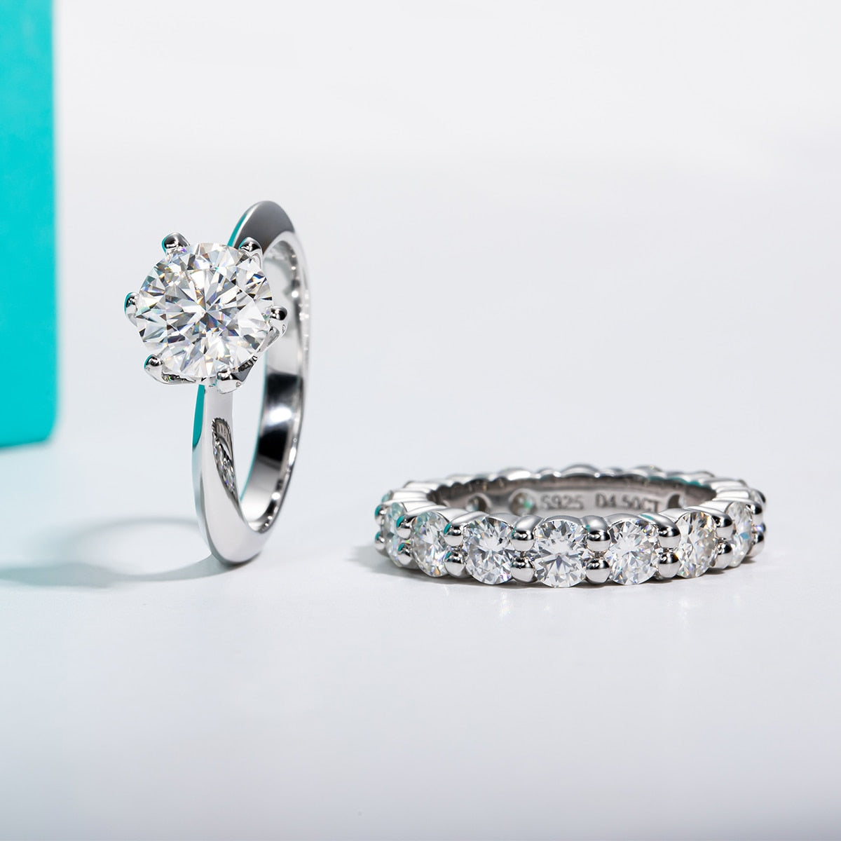 2ct moissanite ring with moissanite eternity ring set Holloway Jewellery