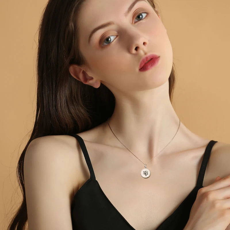 Black Moissanite Diamond Paw Disc Pendant Necklace Holloway Jewellery US