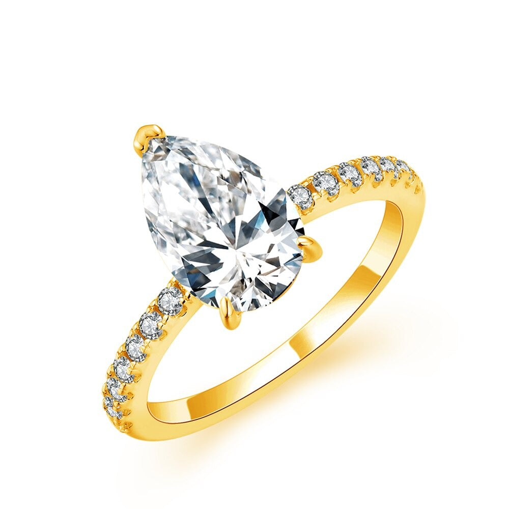 3 Carat Pear Shaped Moissanite Ring