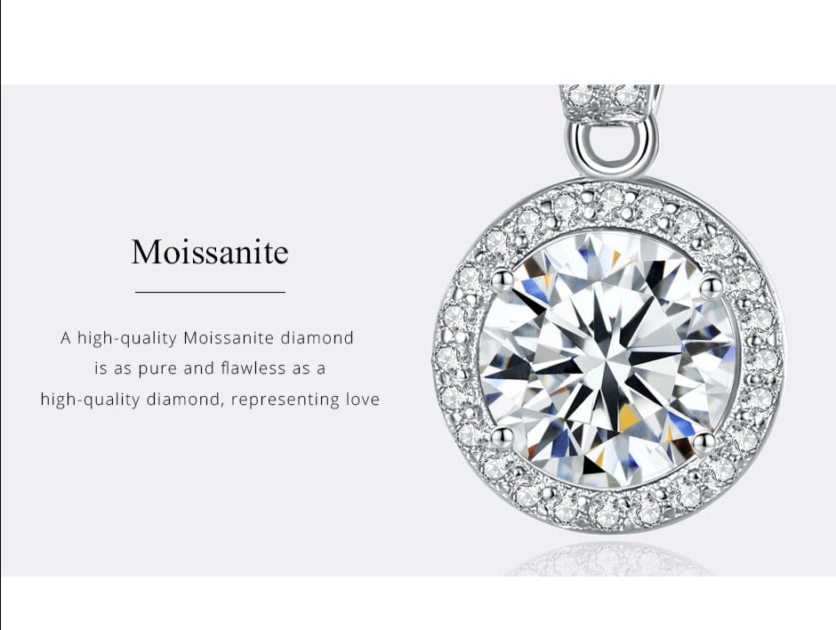 Moissanite Diamond Sterling Silver Pendant Necklace UK
