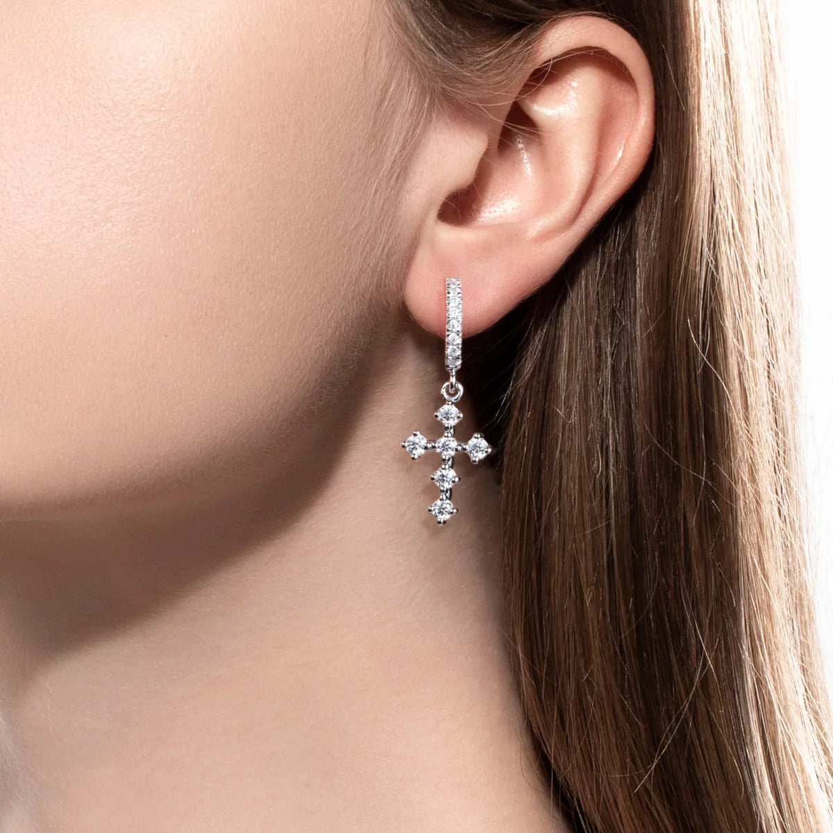 Moissanite Cross Earrings Free Shipping Canada