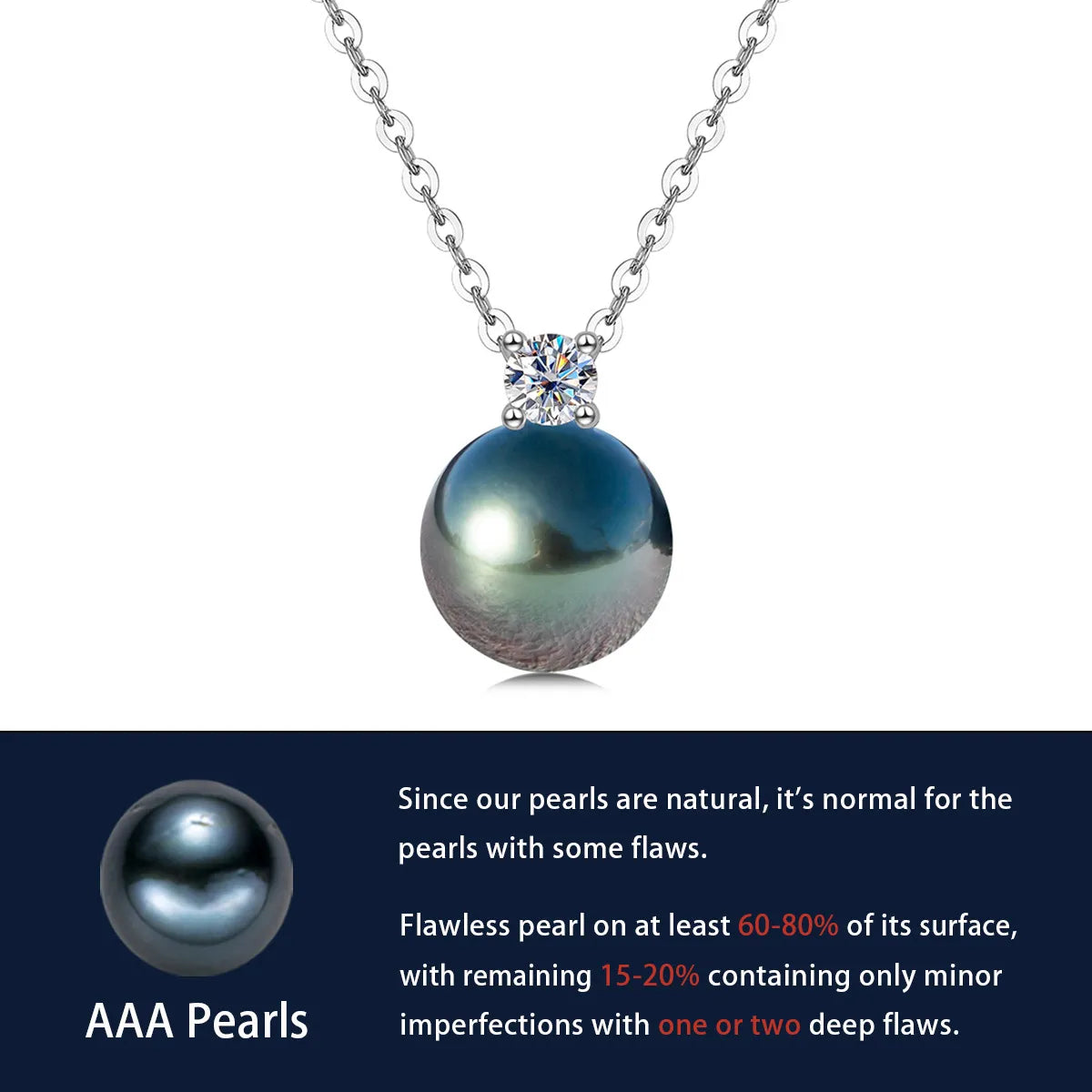 Holloway Jewellery UK Black Pearl Moissanite Necklace