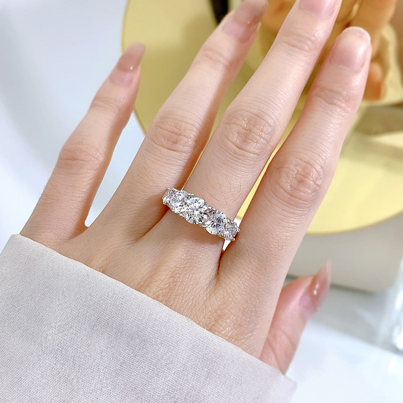 five stone moissanite ring