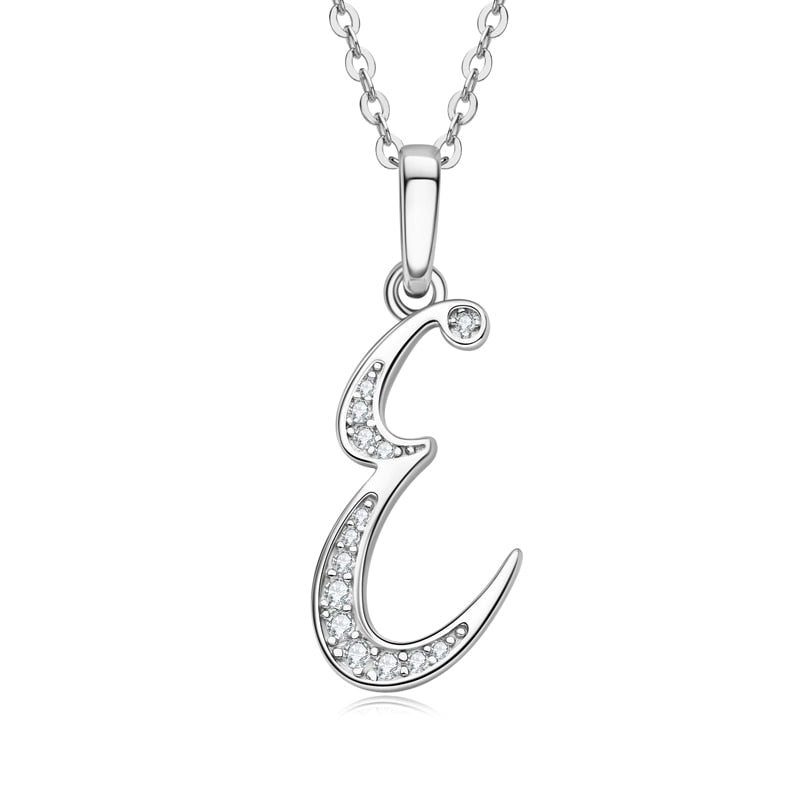 A-Z Letter Initial Moissanite Diamond Sterling Silver Pendant Necklace Australia