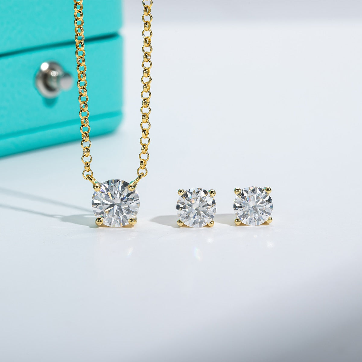 Jewellery Set Moissanite Necklace Earrings