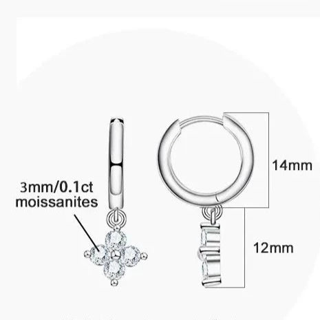 Moissanite Diamond Huggie Hoop Drop Earrings