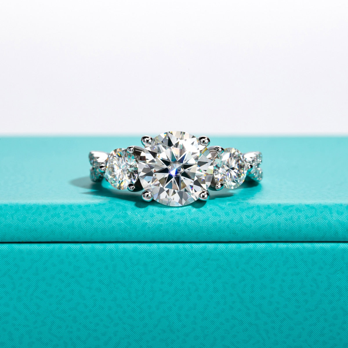 Sterling Silver Moissanite Diamond Engagement Ring US