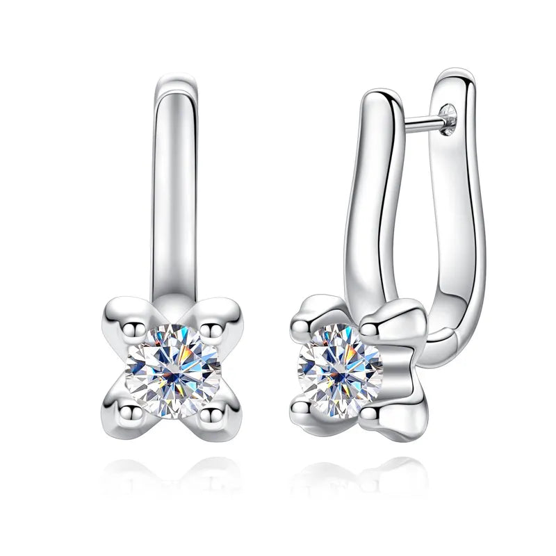 0.5ct Moissanite Diamond Huggie Hoop Earrings Sterling Silver