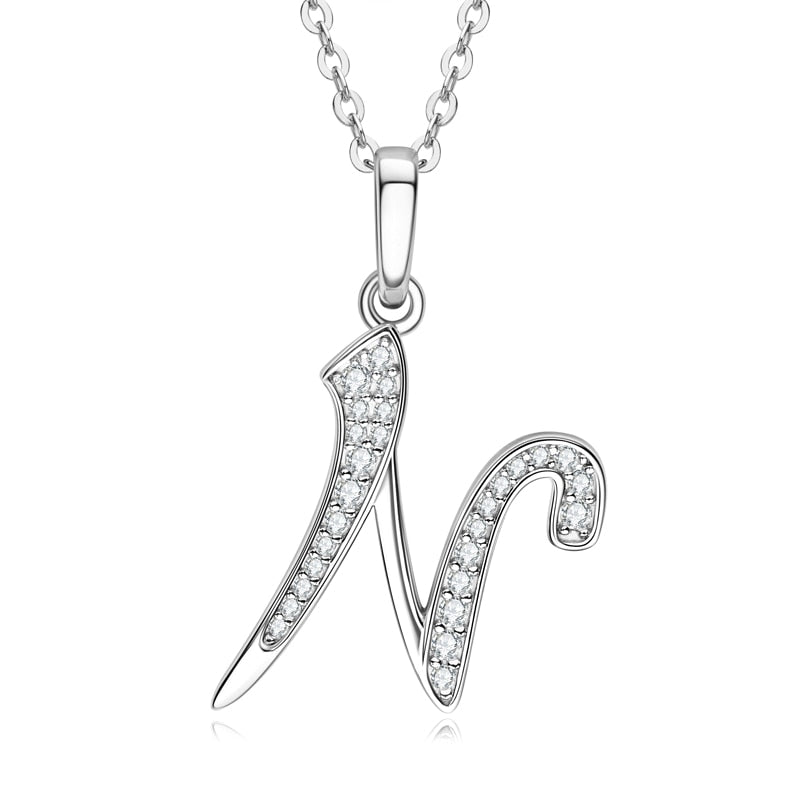 Moissanite Diamond Sterling Silver Initial Necklace Australia