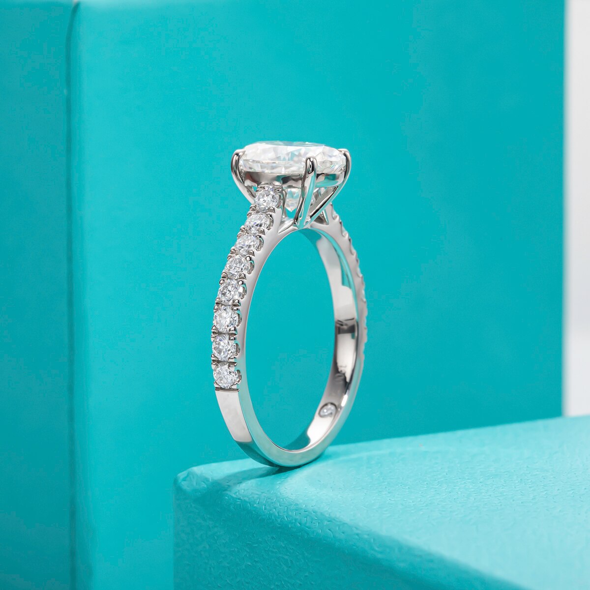 Sterling Silver Moissanite Diamond Ring