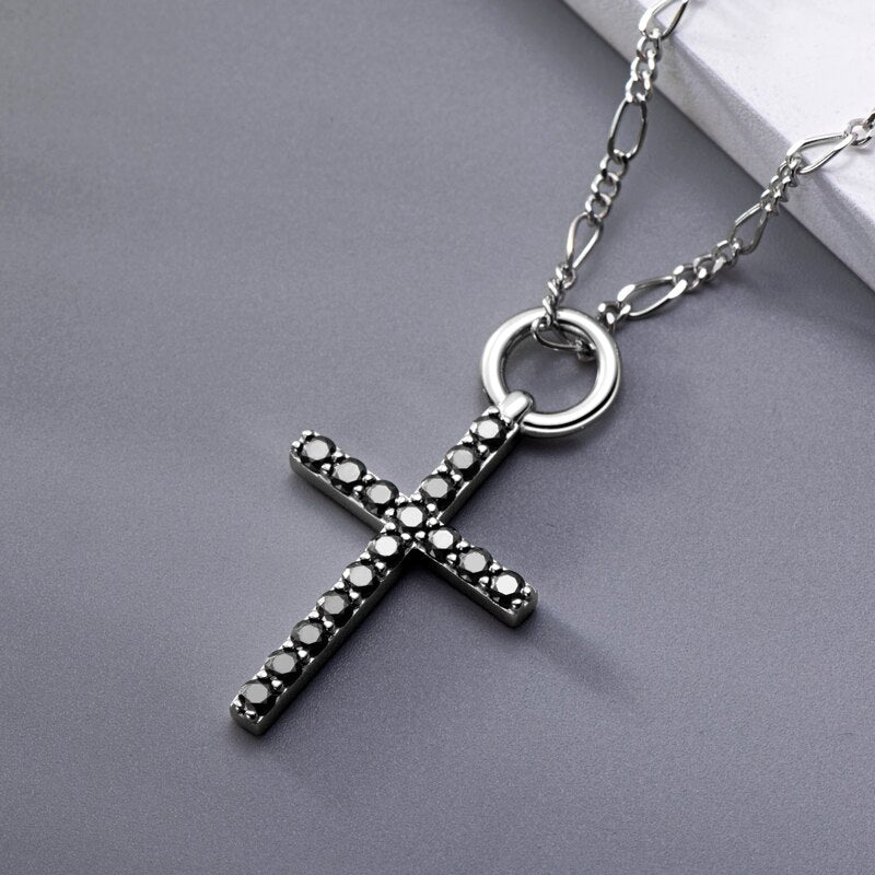 Black Cross Necklace Diamond Moissanite Black Holloway Jewellery Australia