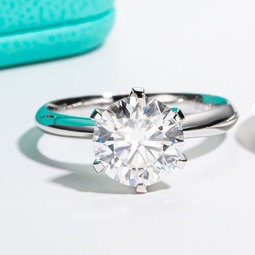 1ct Solitaire Engagement Ring Moissanite Diamond 925 Sterling Silver 18K Gold Plated
