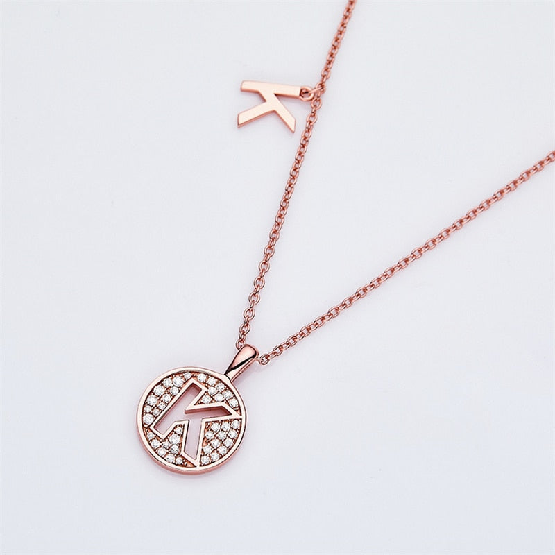 Moissanite Initial Necklace Pendant 925 Sterling Silver 18K Rose Gold Plated