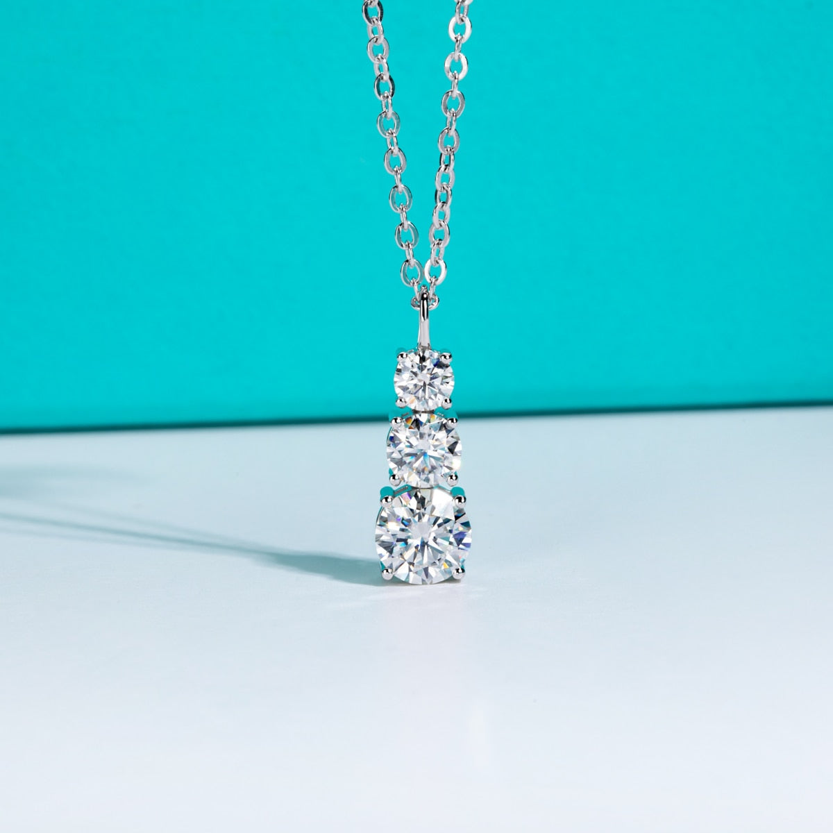 Moissanite Diamond Pendant Necklace Sterling Silver