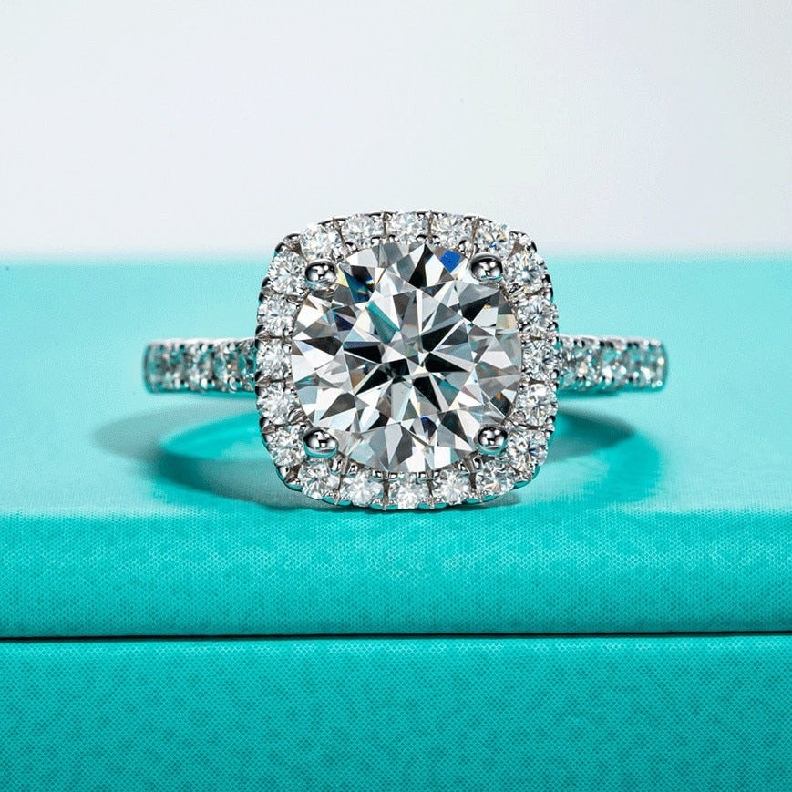 Moissanite Diamond Halo Engagement Ring Australia
