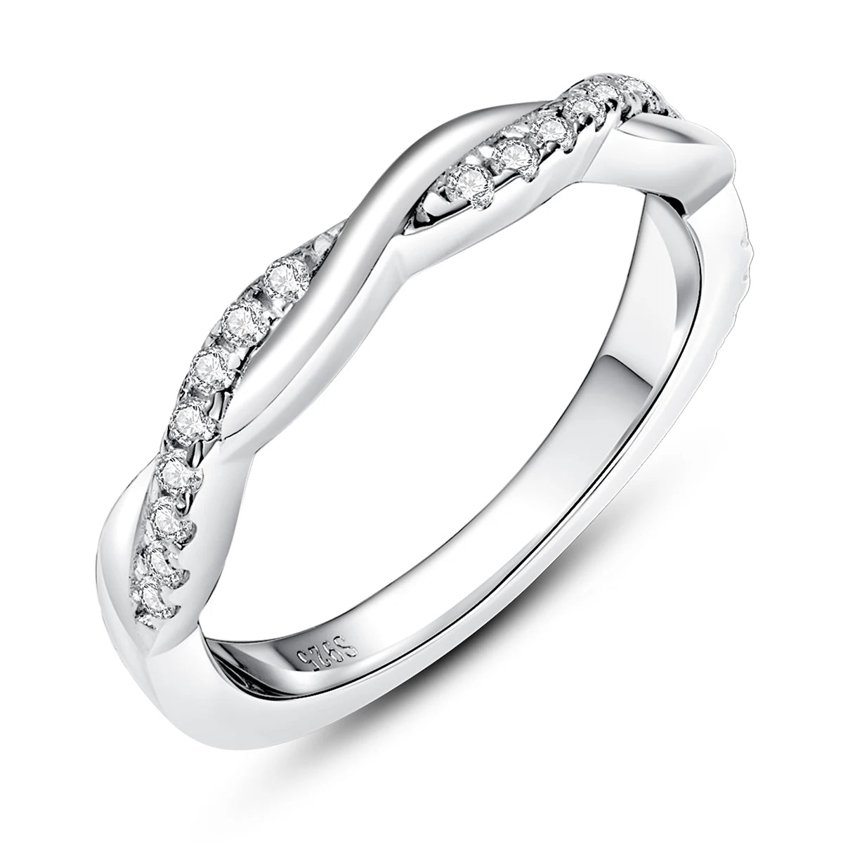 1.3mm Moissanite Wedding Band 925 Sterling Silver Half Eternity Ring