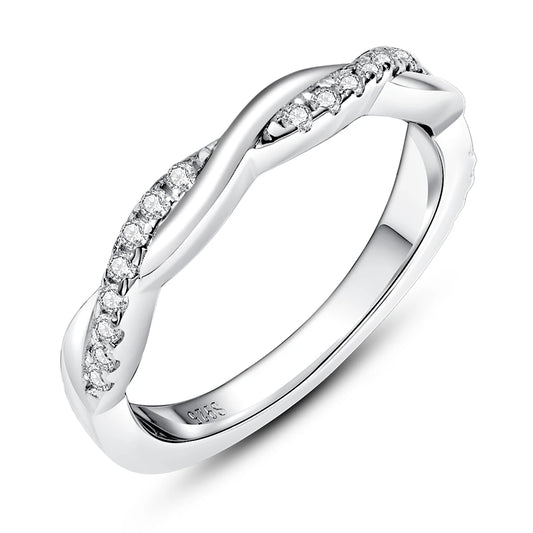 1.3mm Moissanite Wedding Band 925 Sterling Silver Half Eternity Ring