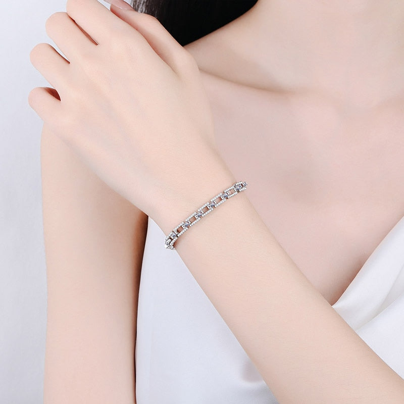 Moissanite White Gold Plated Bracelet UK