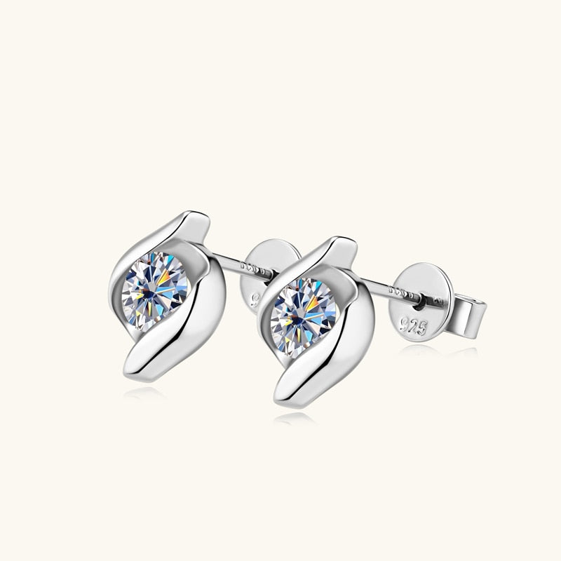 Moissanite Twist Stud Earrings Sterling Silver US