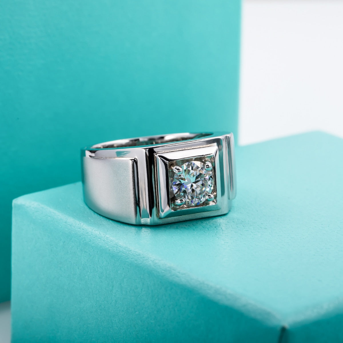 Moissanite Diamond Mens Ring