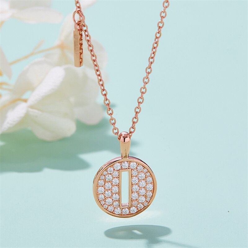 Moissanite Initial Necklace Pendant 925 Sterling Silver 18K Rose Gold Plated