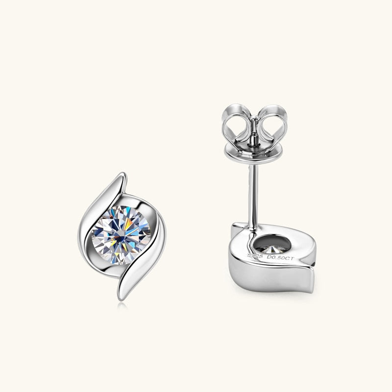 Sterling Silver Twist Moissanite Diamond Earrings US