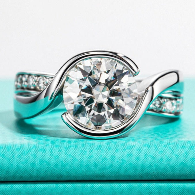 3 Carat Moissanite Diamond Ring Sterling Silver