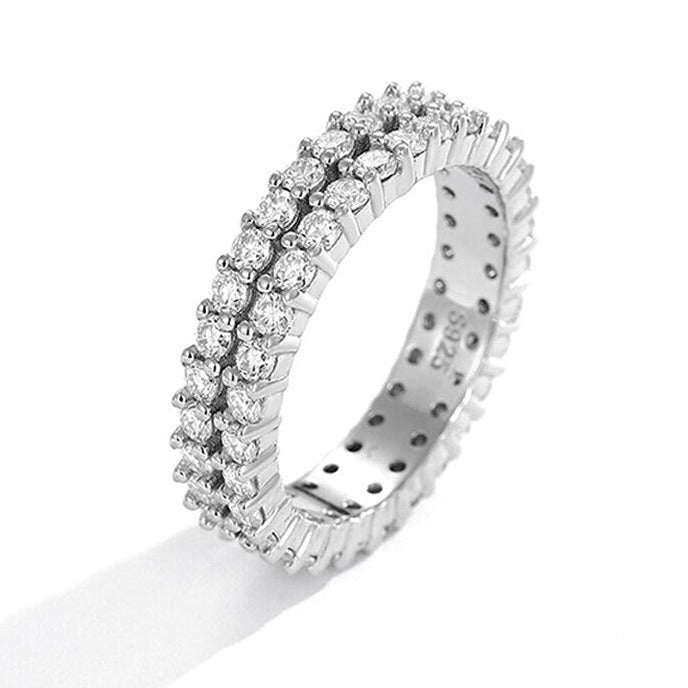 Moissanite Diamond Eternity Wedding Band Sterling Silver