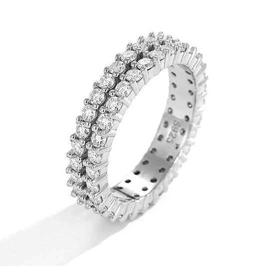 Moissanite Diamond Eternity Wedding Band Sterling Silver