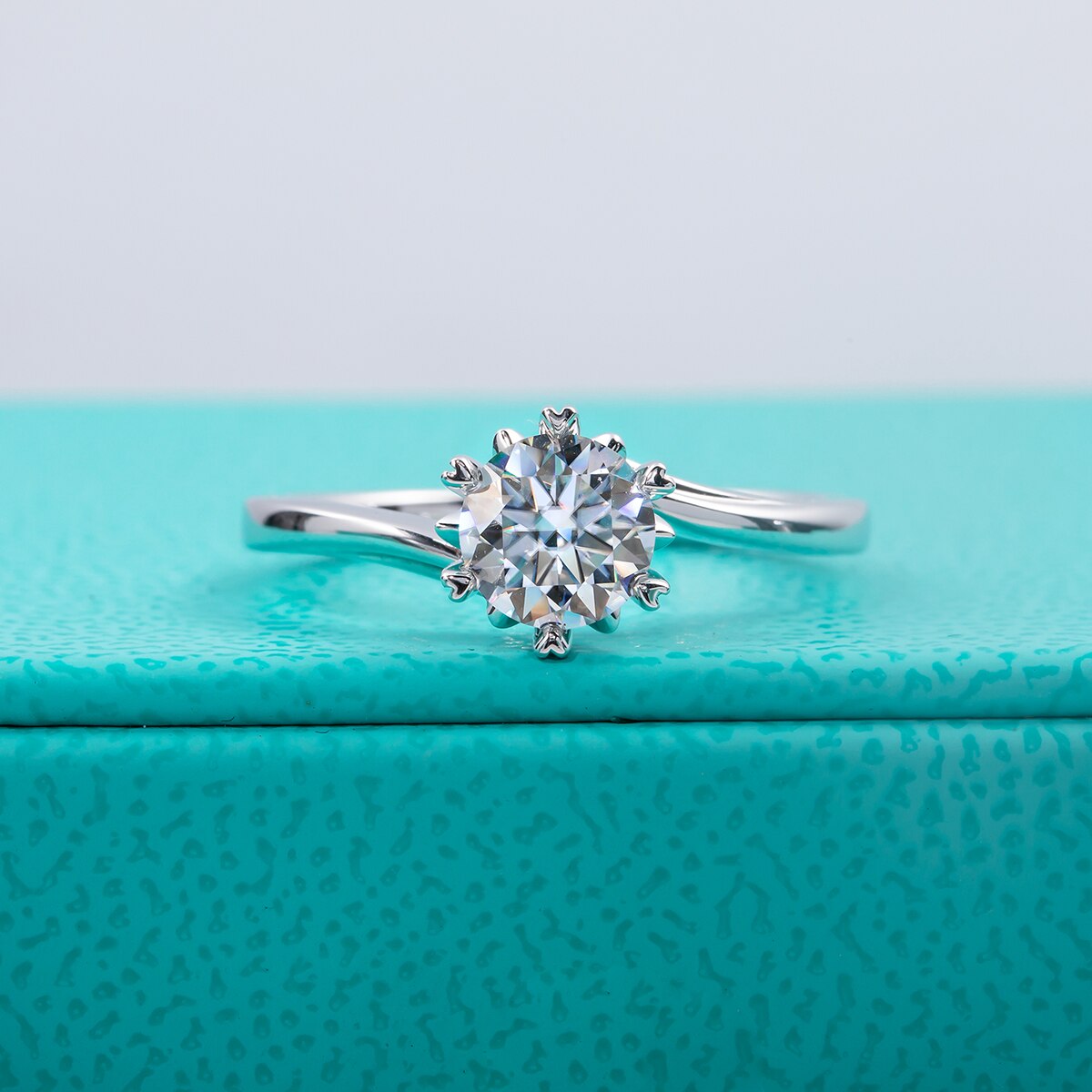 Sterling Silver Moissanite Diamond Engagement Ring Australia
