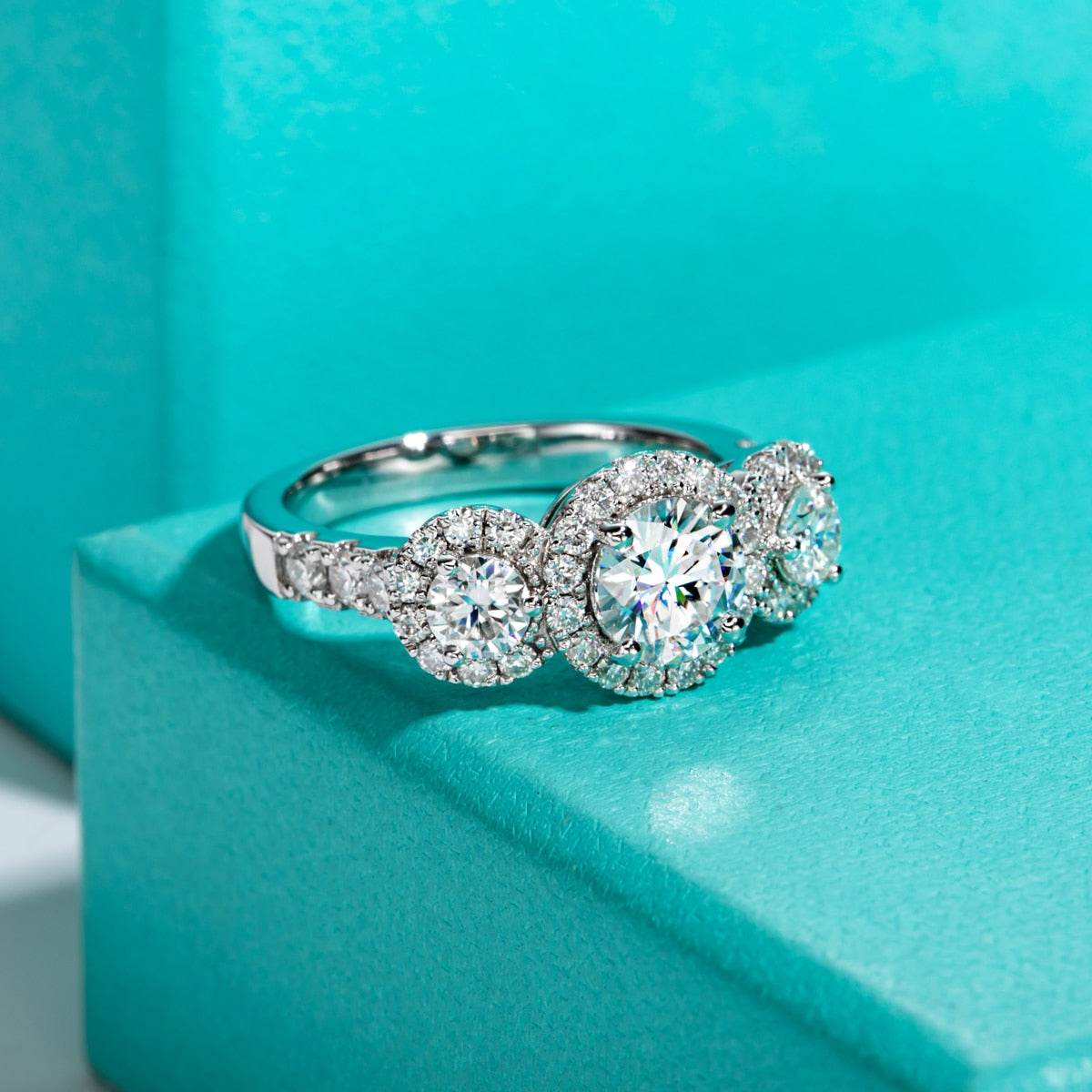 Moissanite Three Stone Ring Free Shipping UK