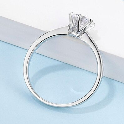 Sterling Silver Moissanite Diamond Engagement Ring US