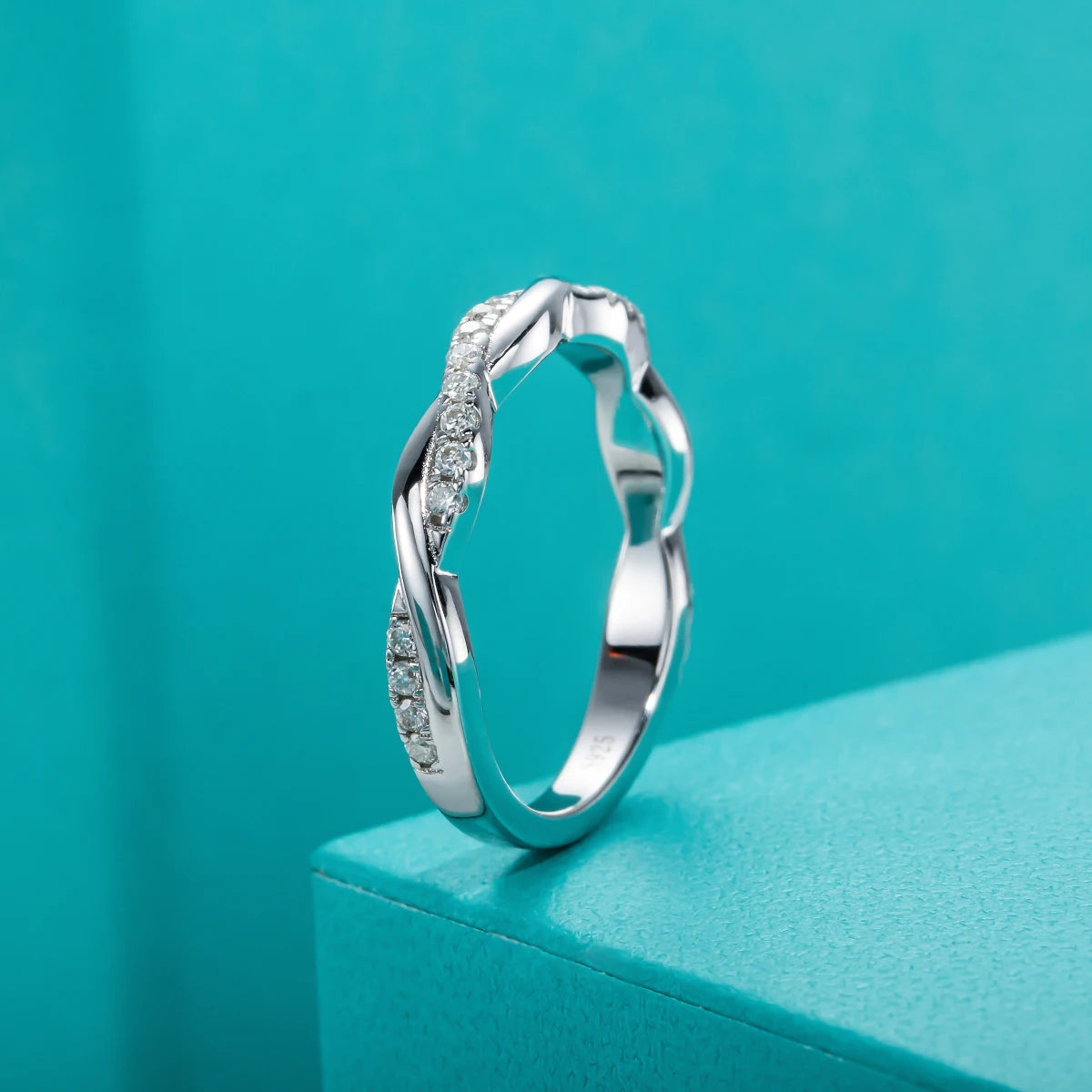 1.3mm Moissanite Wedding Band 925 Sterling Silver Half Eternity Ring