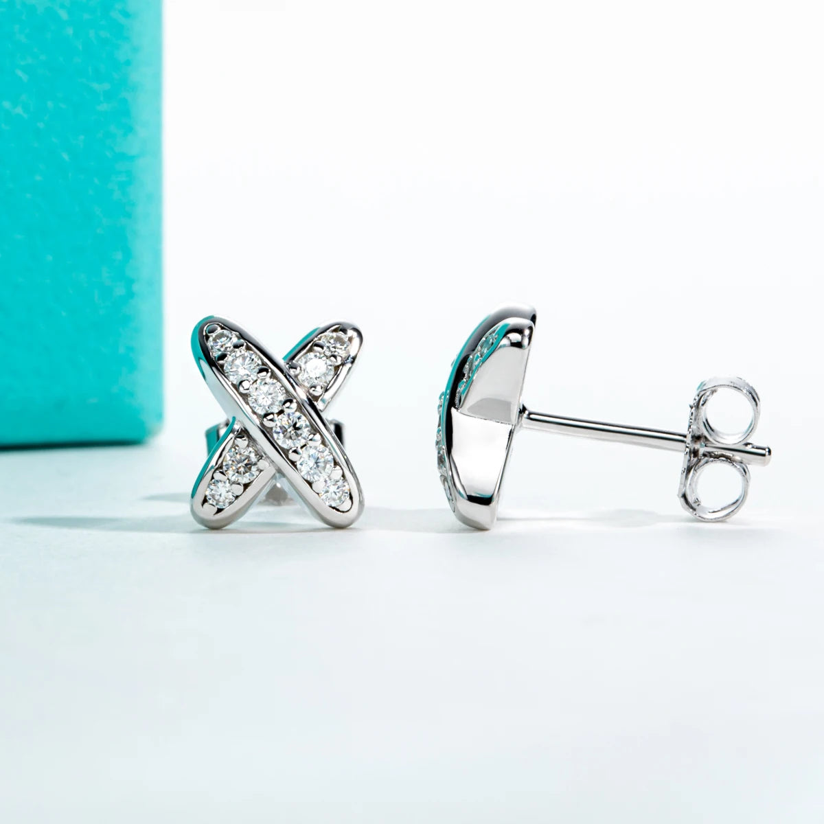 Moissanite Diamond Classic Cross Stud Earrings
