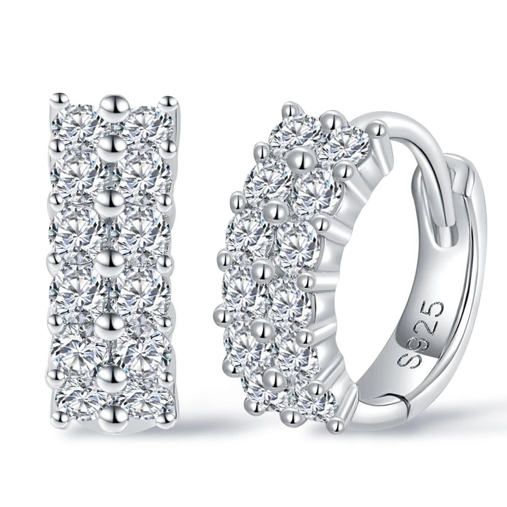 1.9mm Moissanite Diamond Hoop Earrings Sterling Silver