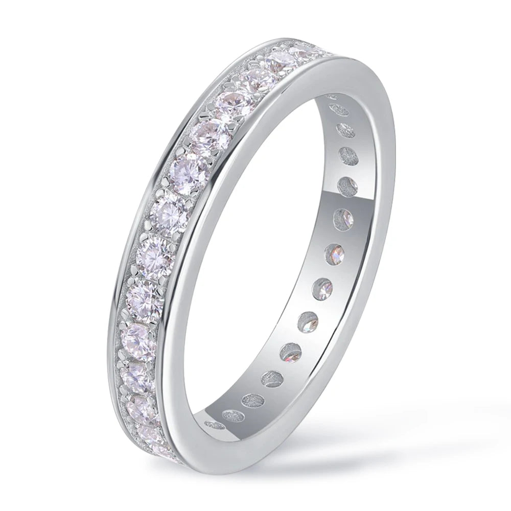 2.0mm Moissanite Diamond Eternity Ring Sterling Silver