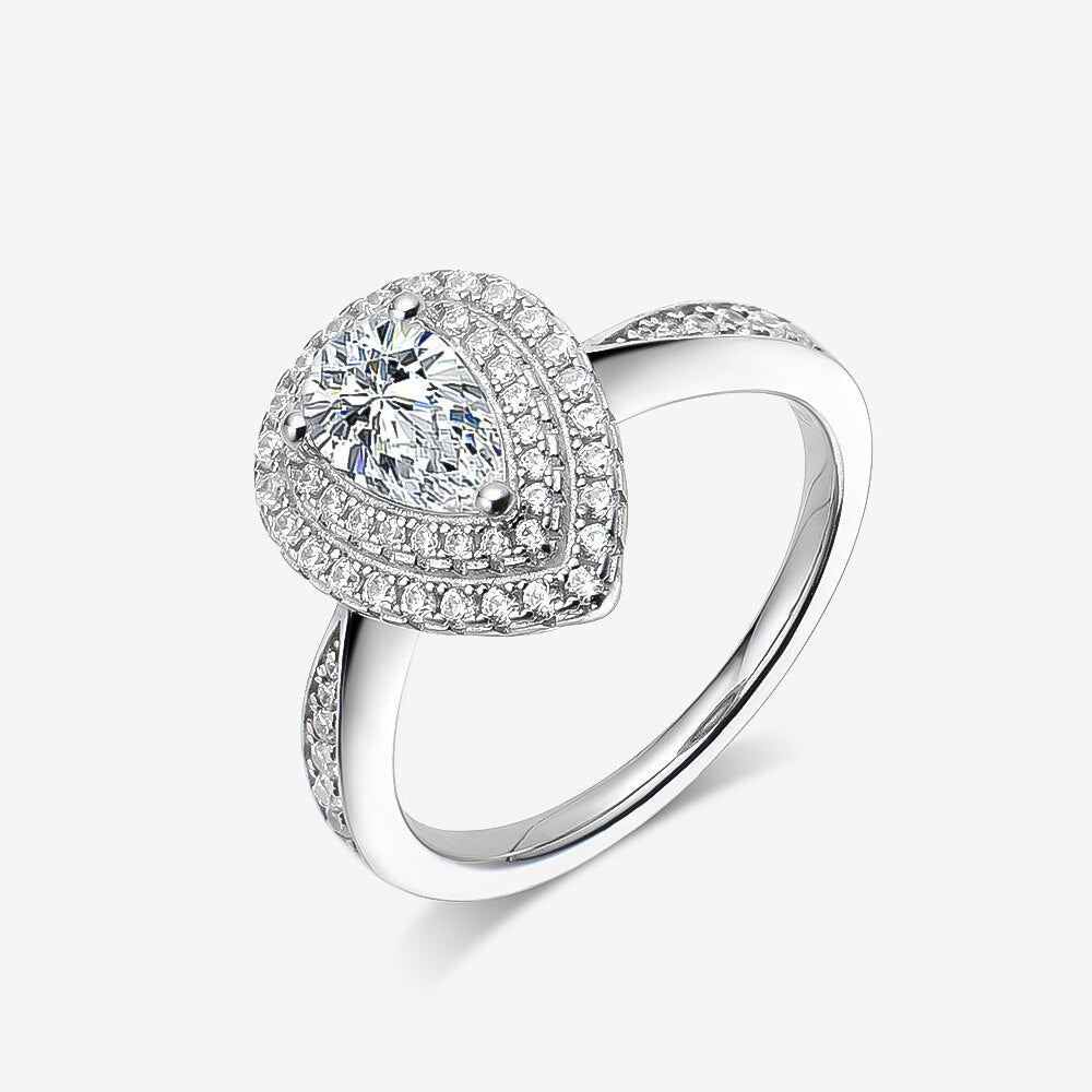 Free Shipping Halo Pear Shape Moissanite Diamond Jewellery Sterling Silver