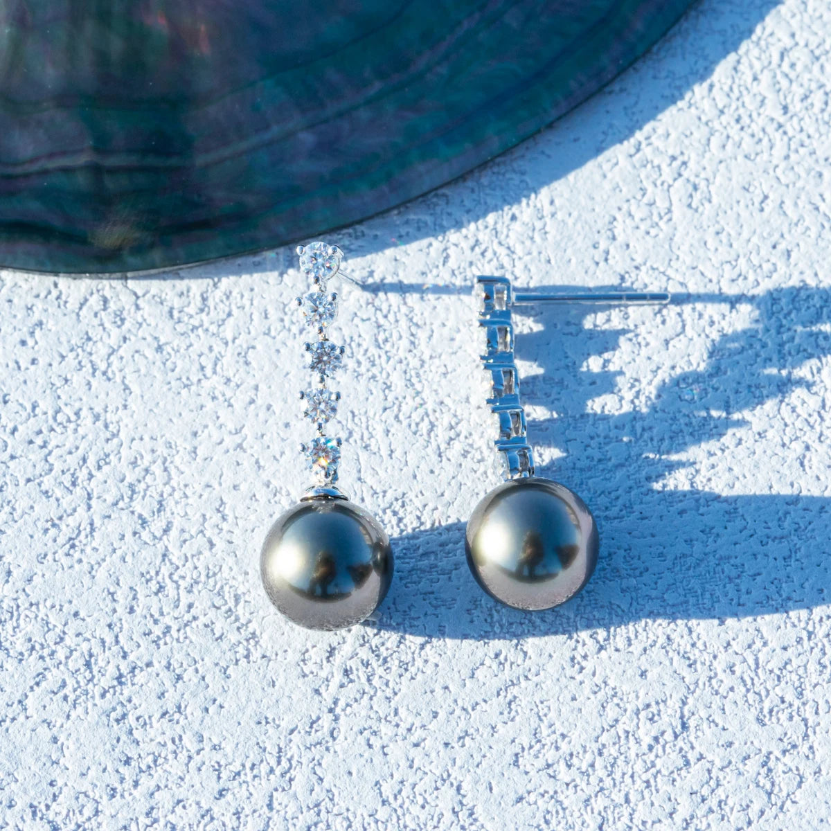 Black Pearl Moissanite Earrings