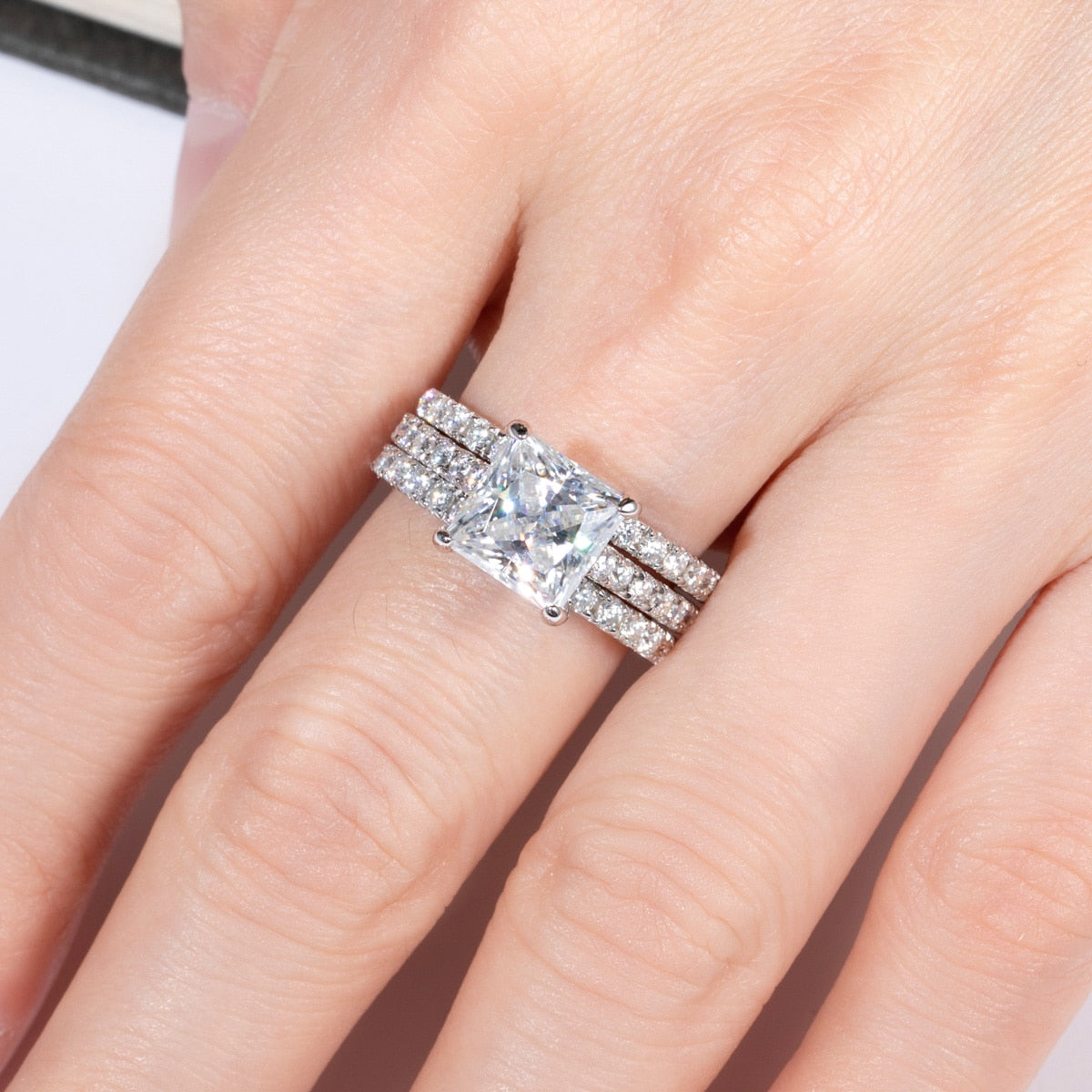 Sterling Silver Princess Cut Moissanite Ring Australia