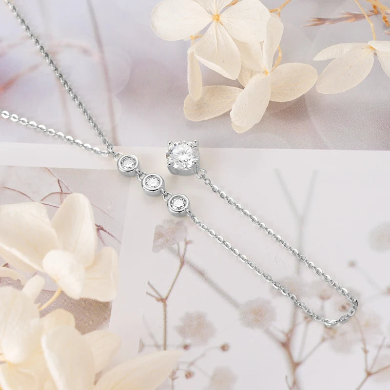 Sterling Silver Moissanite Diamond Necklace UK