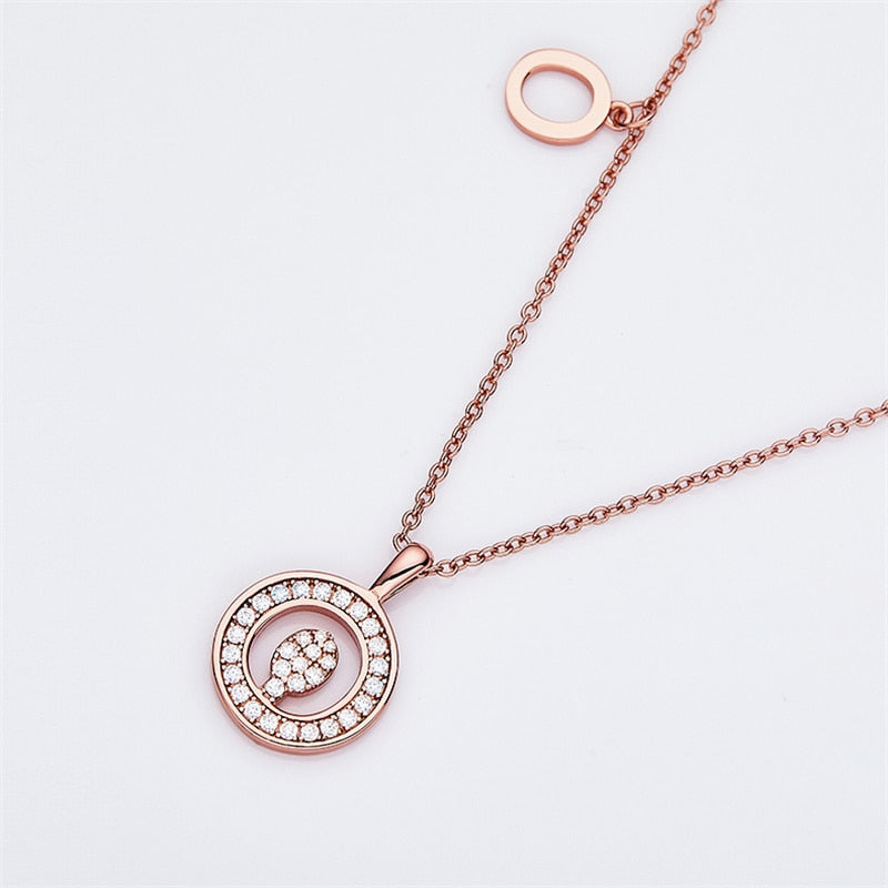 Moissanite Initial Necklace Pendant 925 Sterling Silver 18K Rose Gold Plated